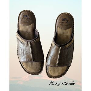 Margaritaville Soles of the Tropics Mens 13 Brown Slide Sandals Casual